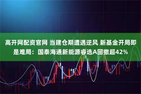 高开网配资官网 当建仓期遭遇逆风 新基金开局即是难局：国泰海通新能源睿选A回撤超42%